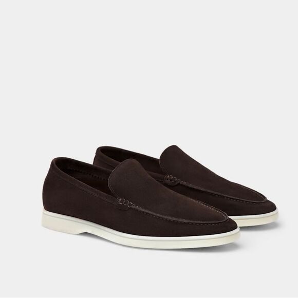 SuitSupply Dark Brown Italian Calf Suede Slip-On Loafers Shoes Sz 12 / 45 - Picture 2 of 10